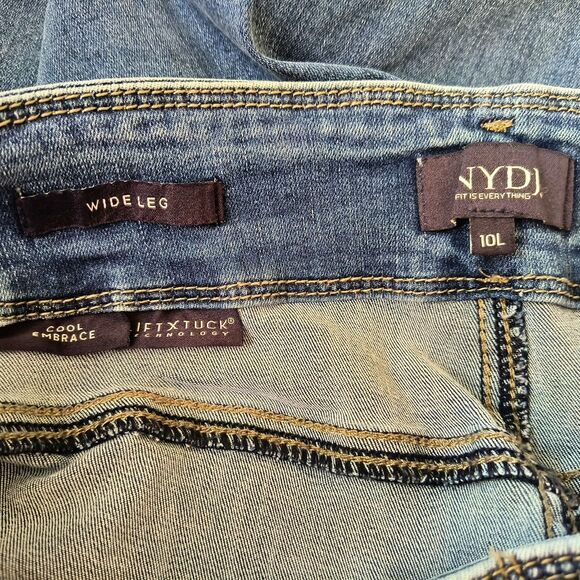 NYDJ Wide Leg Cool Embrace Denim Crop Jeans 10L Blue Stretch Denim Lift Tuck - Picture 3 of 6